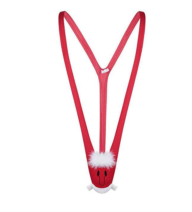 Image of Christmas deer erotic lingerie men's reindeer bell erotic suspender panties holiday carnival party outfit